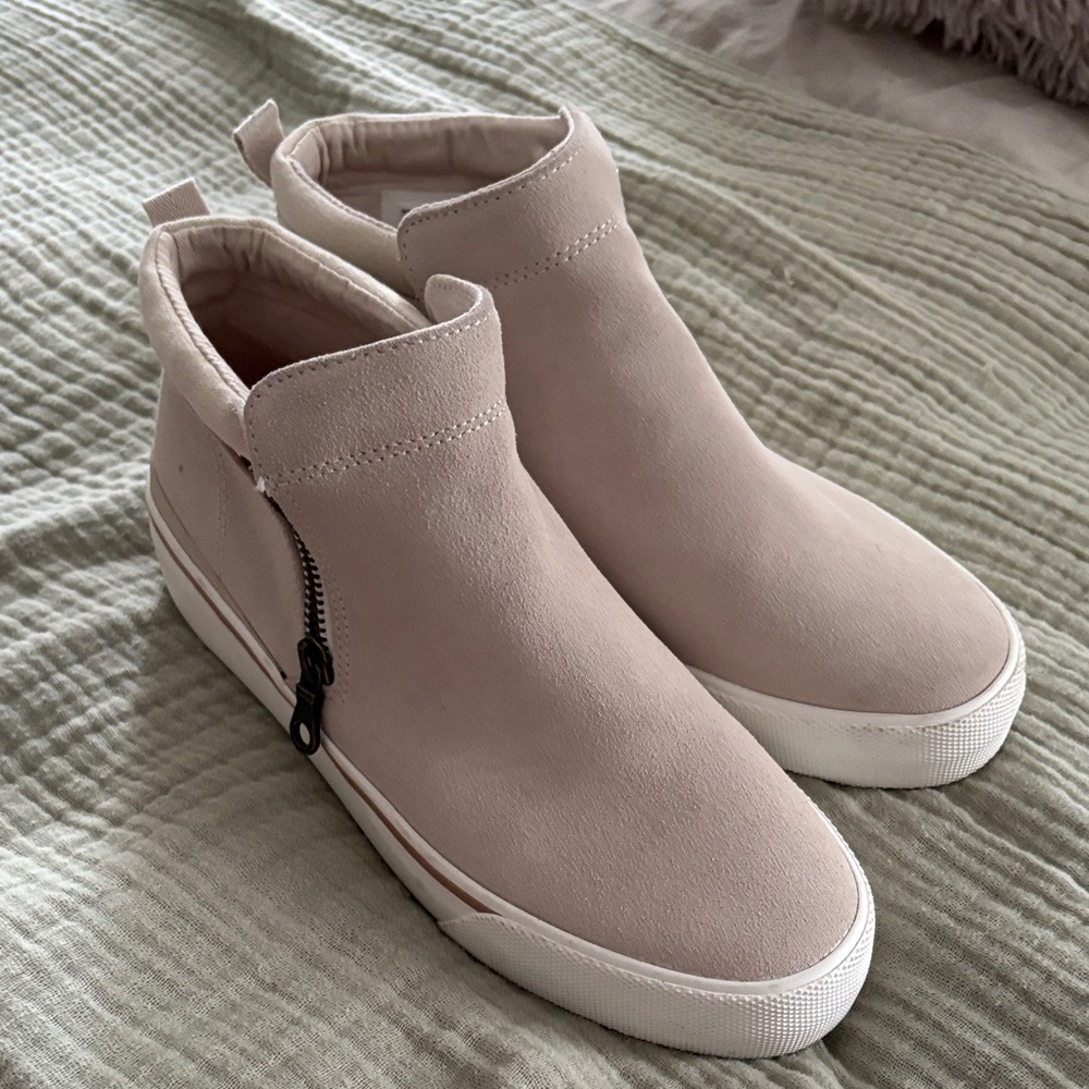 Keds Blush Pink Suede Zip Ankle Sneakers